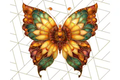 Stained Glass Butterfly and Sunflower PNG Clipart Product Image 5