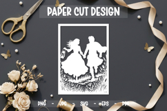Romantic Couple Paper Cut Card, 5x7 Paper cut Product Image 1