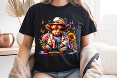 Moody Highland Cow PNG, Floral Soda Cup Sublimation Product Image 8