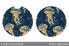 Jellyfish Car Coaster Design. Jellyfish Coaster Sublimation Product Image 1