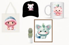 Cute Cartoon Character Watercolor 45 Cliparts Collection Product Image 9