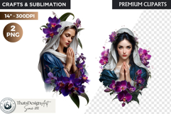 Floral Virgin Mary Clipart PNG, Mother with Jesus, bible Product Image 1