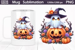 Ghost Pumpkin Mug Sublimation | Halloween Mug Sublimation Product Image 1