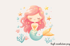 Little Mermaid Under The Sea Clipart PNG Product Image 1