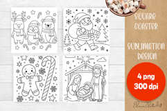 Christmas stories, coloring pages square Coaster Design Product Image 1