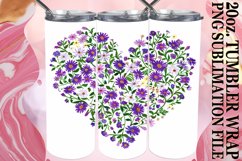 Spring Floral Heart Sublimation Tumbler Wrap 20oz Product Image 1