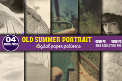 Old Summer Portrait Photos Journal Patterns PNG Product Image 1