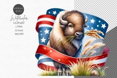 Patriotic clipart, Bison clipart, America sublimation Product Image 1