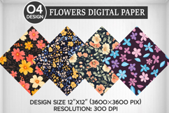 Flowers Seamless Digital Paper, Flowers Background Product Image 1