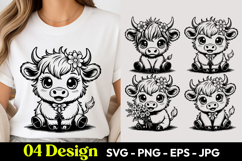 Kawaii Cow Bundle SVG PNG Product Image 1