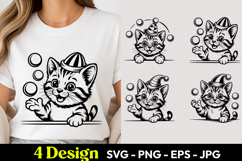 Bubble Kitten Cartoon SVG PNG Product Image 1