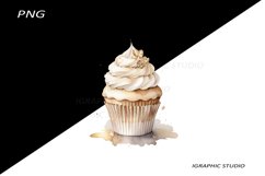 Gold Flowers Cupcake Clipart Product Image 1