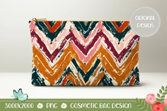 Cute Zig Zag Cosmetic Bag, Abstract Cosmetic Bag Print Product Image 1