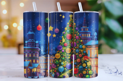 Merry Christmas Tree Tumbler Wrap | Christmas Wrap Product Image 1