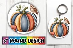 Cheerful Circle Coasters Design PNG, Pumpkin Watercolor Product Image 1
