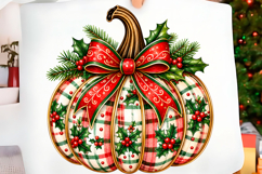 Plaid Christmas Pumpkin Holiday Png Product Image 1