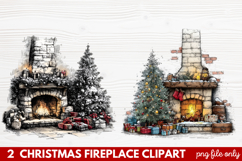 Cozy Christmas Fireplace Clipart | Holiday Mantel &amp; Winter Product Image 1