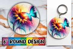 Sweet Sublimation Circle Keychain, Butterfly Product Image 1