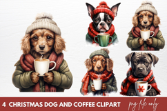 Christmas Dog And Coffee Clipart Sublimation Christmas Dog Product Image 1