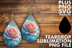 Joyful TEARDROP Earrings Art PNG, 3D Flower Product Image 1