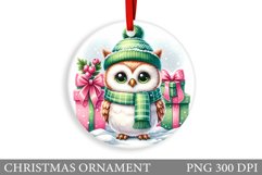 Cute Owl Christmas Ornament. Christmas Owl Sublimation Product Image 1