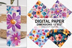 Funky Watercolor Flowers Digital Paper- Flowers Background Product Image 1