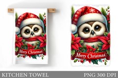 Cute Owl Kitchen Towel. Christmas Owl Kitchen Towel Design Product Image 1
