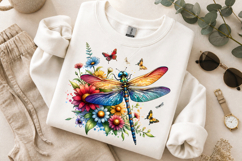 Dragonfly PNG - Floral Butterfly Sublimation Design Product Image 9