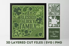 3D Layered Cut - Blessed and Lucky Family - SVG | PNG Product Image 1