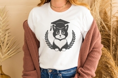 Cat with Graduation Cap and Laurels, SVG PNG Product Image 1