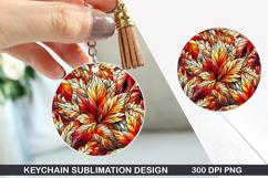 Flower Keychain Sublimation - Spring Keychain PNG Design Product Image 1