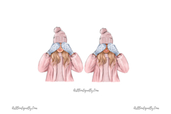 Cozy Girl with Mittens PNG Set, Winter Woman Illustration Product Image 8