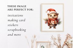 Cute Christmas Hedgehog Clipart, Hedgehog sublimation Product Image 3