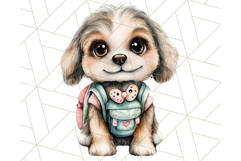 Cute Puppy Clipart, Adorable Dog PNG, Kawaii Watercolor Pup Product Image 5