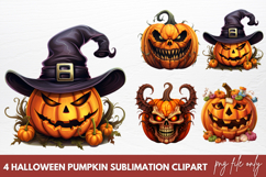 Watercolor Halloween Pumpkin Sublimation Clipart Product Image 1