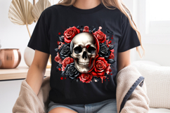 Gothic Floral Skull PNG Red Black Halloween Sublimation Product Image 8