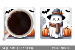 Cute Ghost Coaster Design. Cute Halloween Coaster Product Image 1