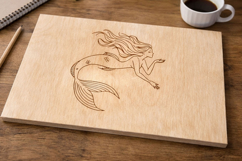 Laser engraving mermaid digital file. Line art verctor templ Product Image 9