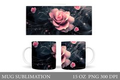 Rose Mug Sublimation. Rose Mug Wrap Design Product Image 1