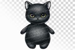 Knitted Black Cat Halloween Plush Doll PNG Product Image 1