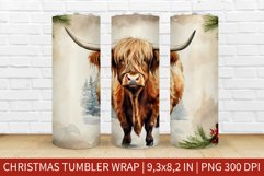 Christmas Highland Cow | Christmas Tumbler Sublimation Product Image 1