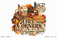 Cozy Corners Autumn Stories Vintage Fall Coffee Book Pie Product Image 2