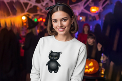 Knitted Black Cat Halloween Plush Doll PNG Product Image 2