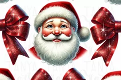Whimsical Santa & Bows Illustration, Seasonal Aesthetic PNG Product Image 5