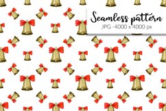 Christmas bells watercolor seamless digital paper Product Image 1