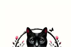 Black Cat with Pink Pumpkin PNG, Halloween Art, Gothic Cat Product Image 2