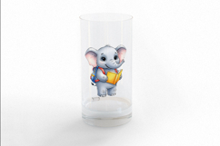 Cute Elephant with Backpack Reading a Book Watercolor PNG Product Image 3