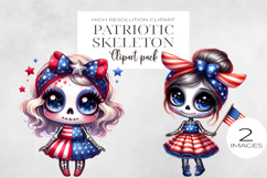 Funny Cute Patriotic USA Skeleton Clipart PNG. Product Image 1