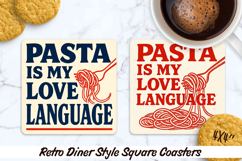 Retro Diner Style square coasters. Sublimation PNG. Product Image 1