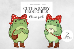 Cute Sassy Frog Girls PNG Clipart, Sublimation PNG. Product Image 1